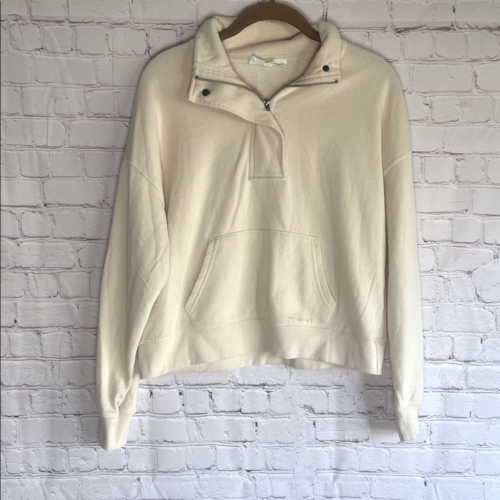Hippie Rose Cream 1/4 Zip Pullover Sweatshirt Woman’s Size Medium